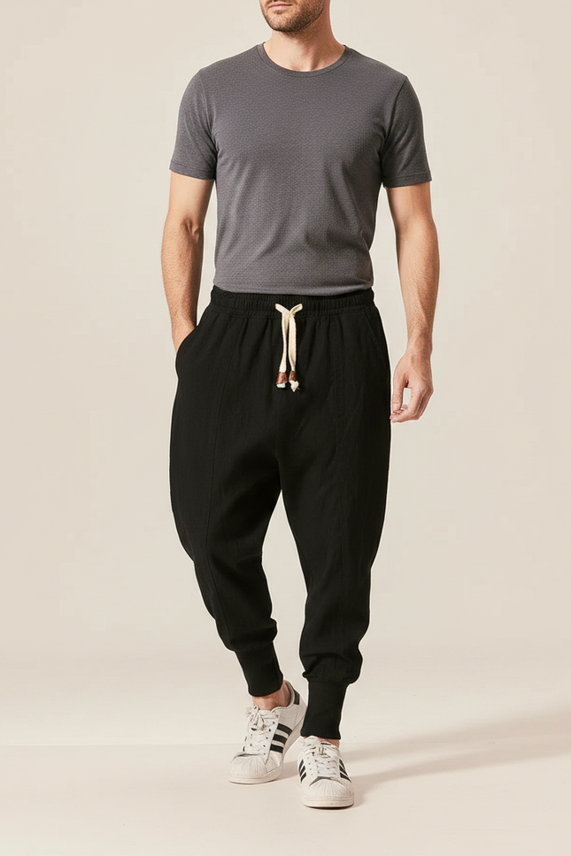 Sarouel Japonais Homme - Noir Lin