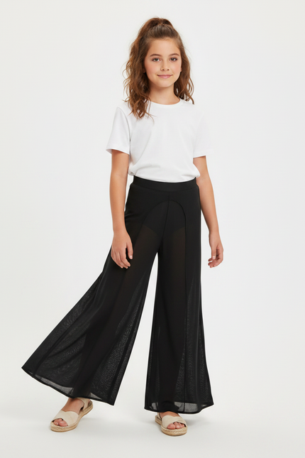 Pantalon Japonais Noir Fluide Ample Fille Maille
