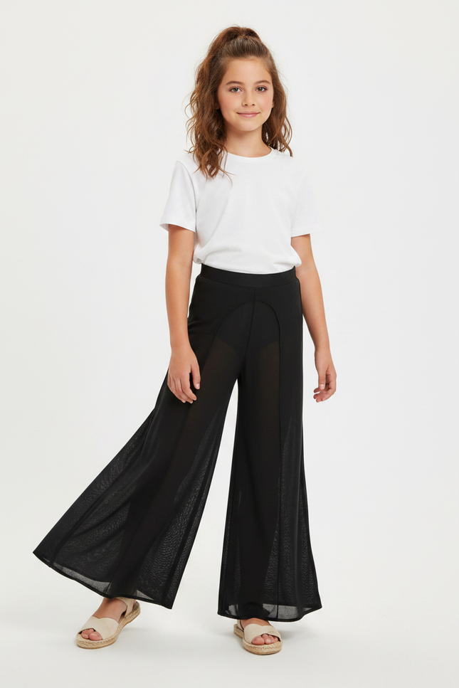 Pantalon Japonais Noir Fluide Ample Fille Maille
