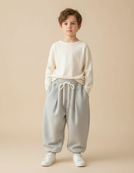 Pantalon Japonais Gris Ample Molleton Enfant Confortable