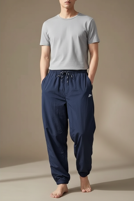 Pantalon Japonais Bleu Marine Fluide Léger Sportif Confortable - Polyester