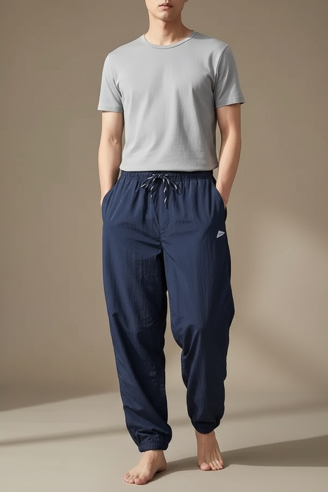Pantalon Japonais Bleu Marine Fluide Léger Sportif Confortable - Polyester