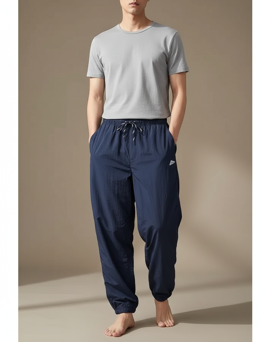 Pantalon Japonais Bleu Marine Fluide Léger Sportif Confortable - Polyester