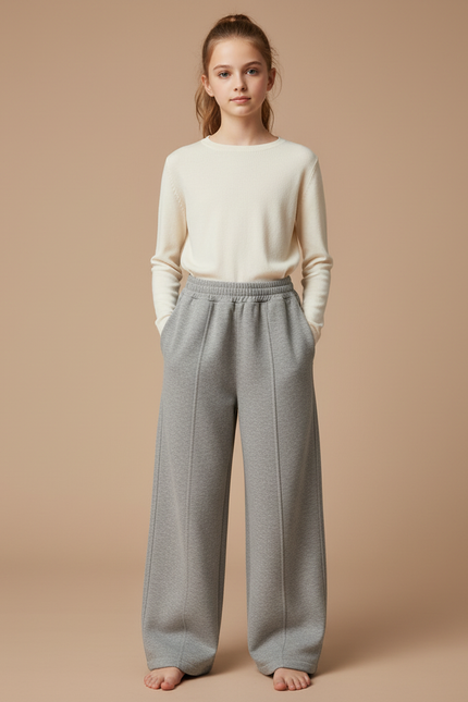Pantalon Japonais Gris Ample Sport Décontracté Enfant - Molleton
