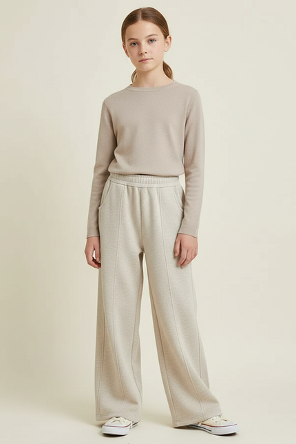 Pantalon Japonais Beige Ample Molleton Chaud Confortable