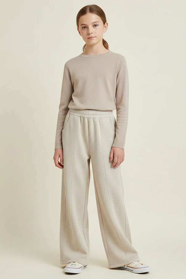 Pantalon Japonais Beige Ample Molleton Chaud Confortable