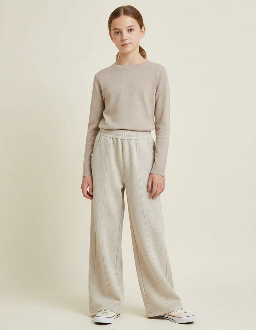 Pantalon Japonais Beige Ample Molleton Chaud Confortable