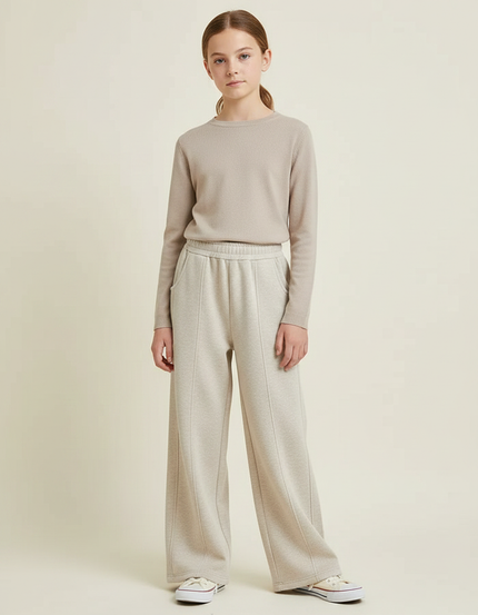 Pantalon Japonais Beige Ample Molleton Chaud Confortable
