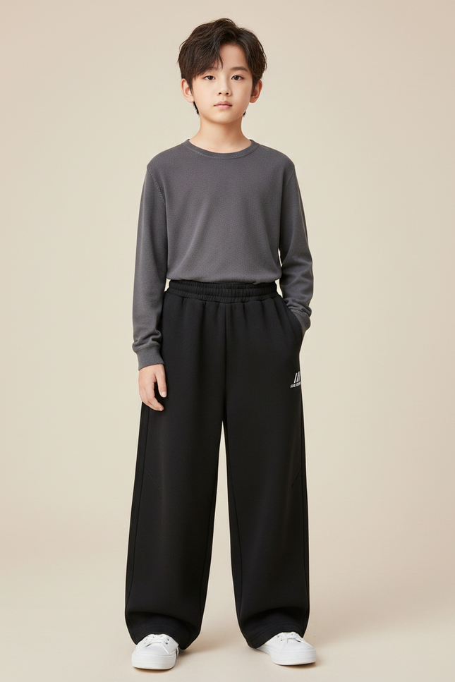 Pantalon Japonais Noir Ample Enfant Coton Sport - Molleton