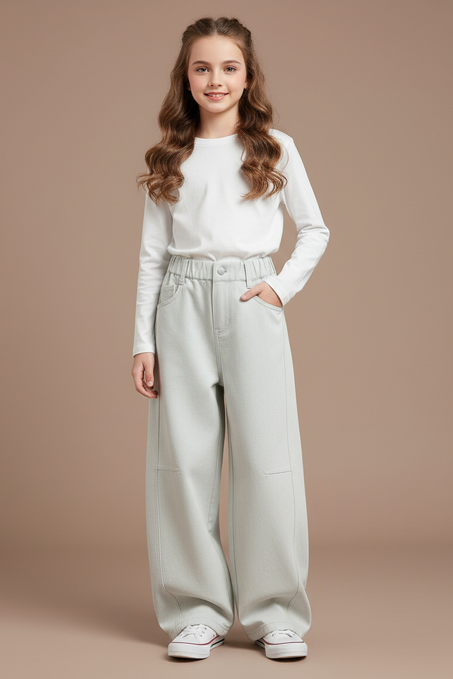 Pantalon Japonais Ample Bleu Ciel Large Fille - Jean