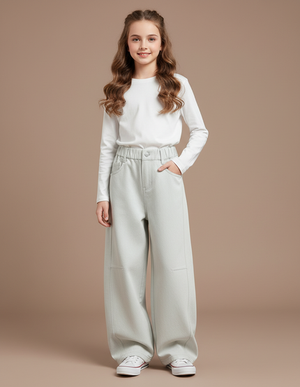Pantalon Japonais Ample Bleu Ciel Large Fille - Jean