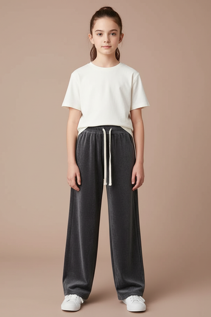 Pantalon Japonais Velours Côtelé Gris Ample Décontracté