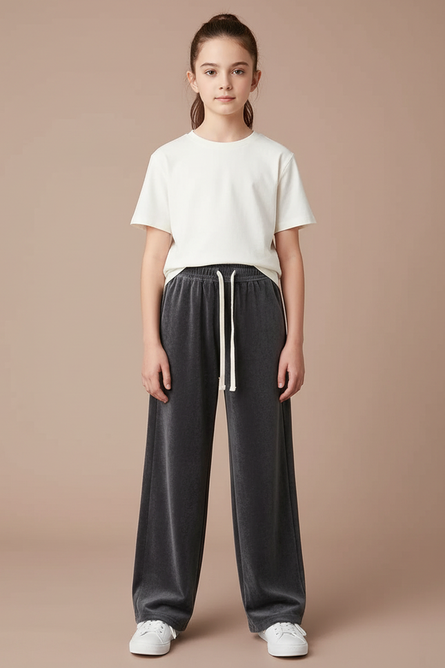 Pantalon Japonais Velours Côtelé Gris Ample Décontracté