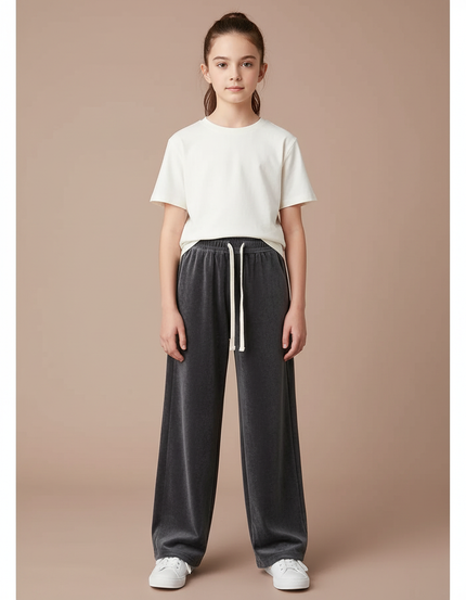 Pantalon Japonais Velours Côtelé Gris Ample Décontracté