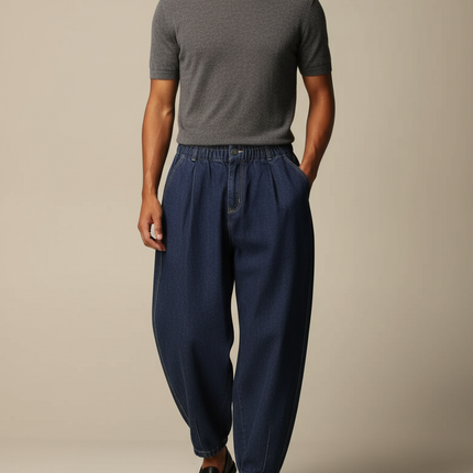 Pantalon Japonais Bleu Denim Ample Décontracté Homme - Marine Jean