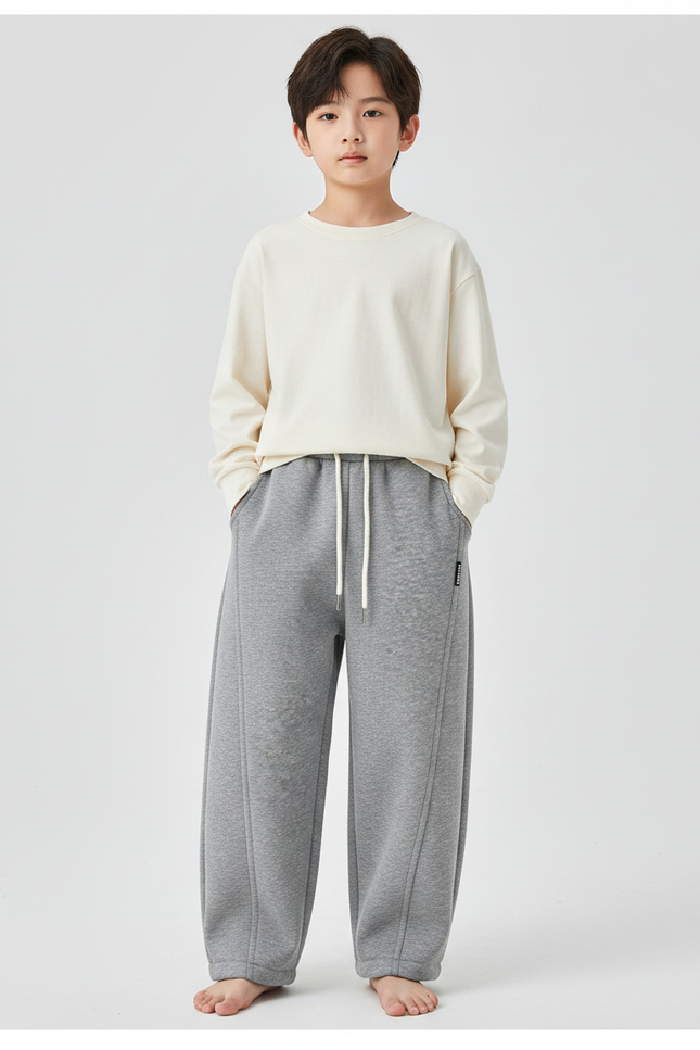 Pantalon Japonais Gris Ample Molletonné Garçon