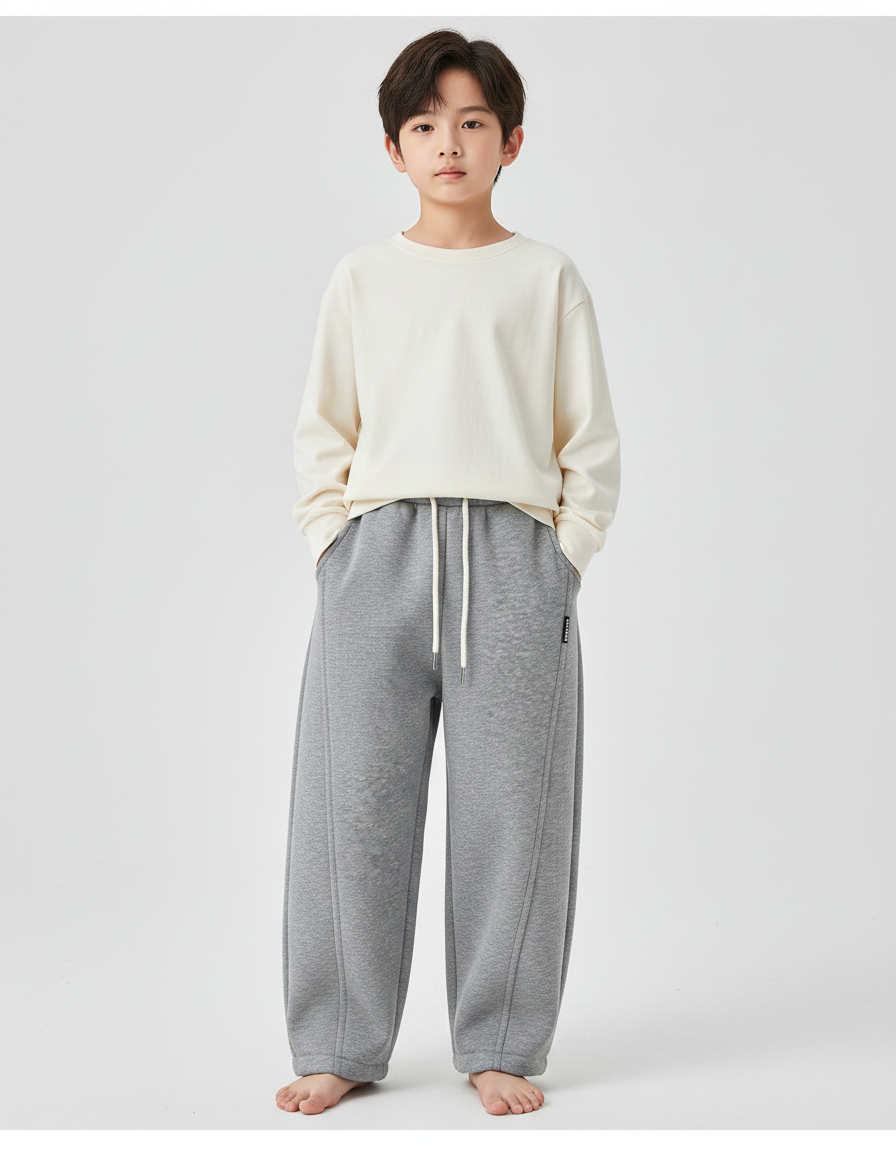 Pantalon Japonais Gris Ample Molletonné Garçon