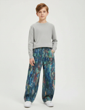 Pantalon Japonais Peintures Abstraites Ample Garçon Denim - Multicolore Jean