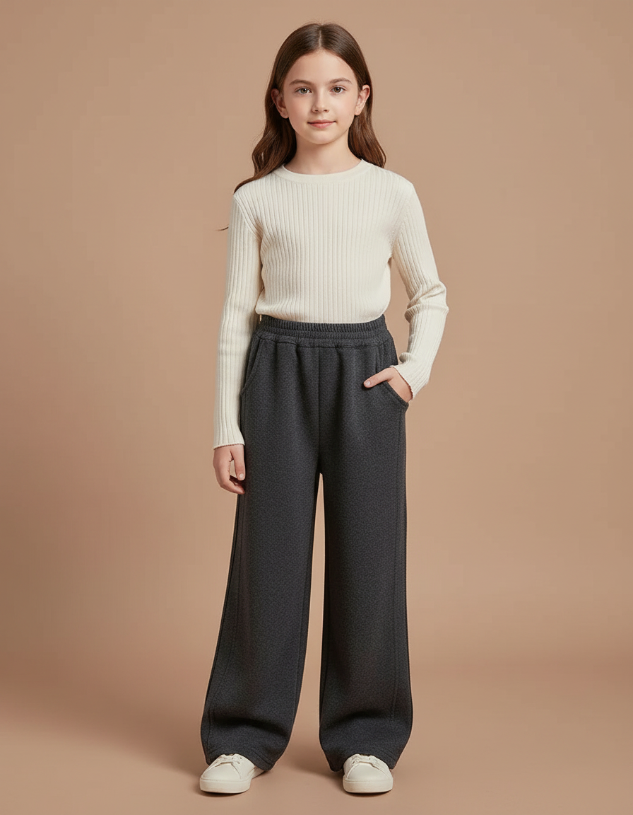 Pantalon Japonais Gris Ample Molleton Chaud Confortable