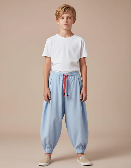 Pantalon Japonais Bleu Ciel Ample Coton Enfant