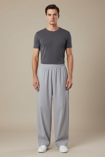 Pantalon Japonais Gris Ample Décontracté Homme - Gabardine