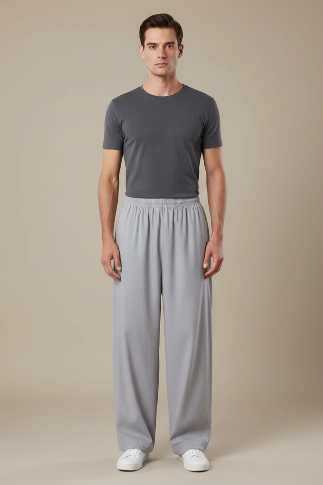 Pantalon Japonais Gris Ample Décontracté Homme - Gabardine