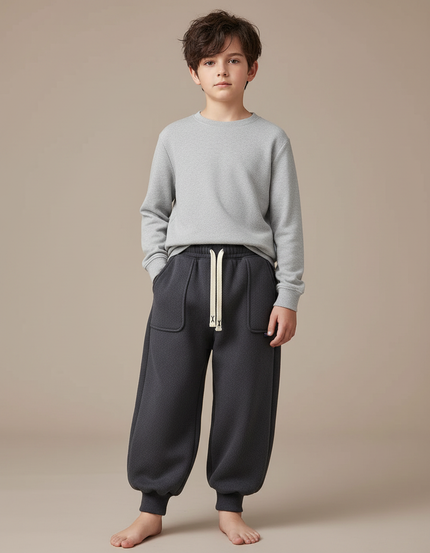 Pantalon Japonais Gris Anthracite Ample Molleton Enfant