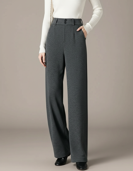 Pantalon Japonais Gris Anthracite Droit Taille Haute Ample - Molleton