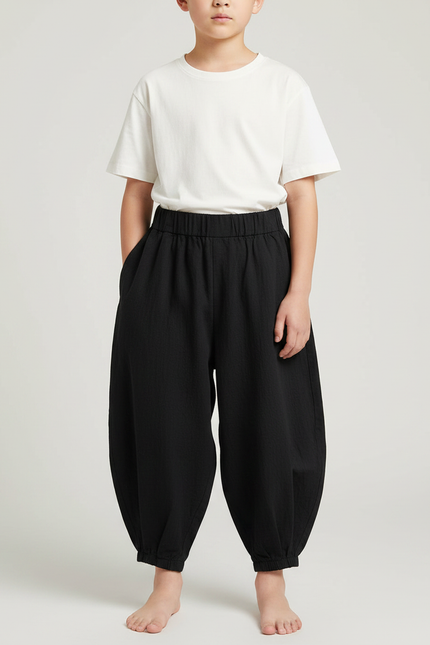 Pantalon Japonais Noir Bouffant Coton Enfants