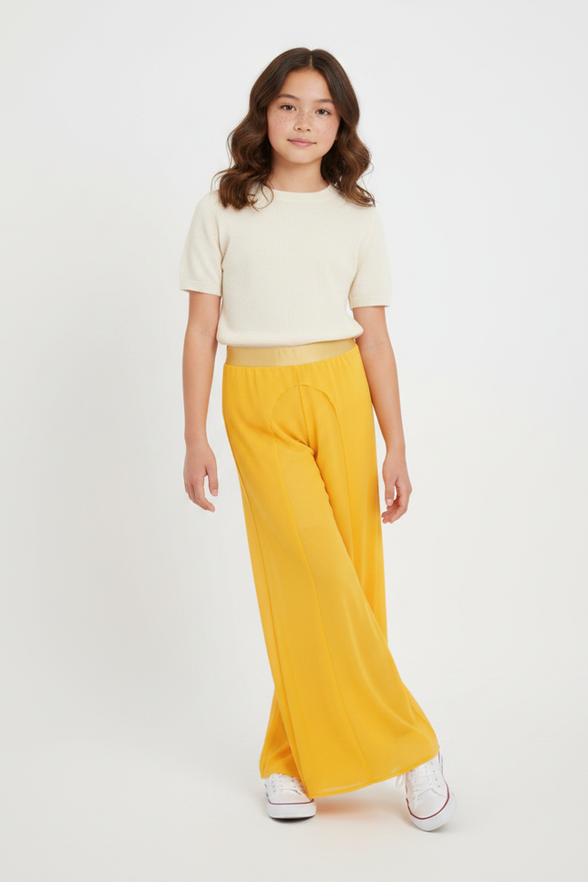 Pantalon Japonais Jaune Fluide Ample Fille Maille