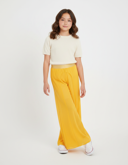 Pantalon Japonais Jaune Fluide Ample Fille Maille
