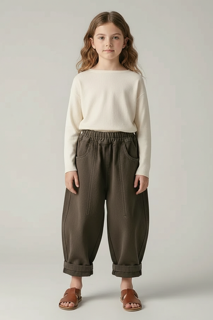 Pantalon Japonais Kaki Ample Coton Décontracté Enfant - Molleton