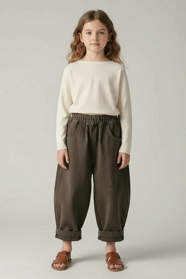 Pantalon Japonais Kaki Ample Coton Décontracté Enfant - Molleton