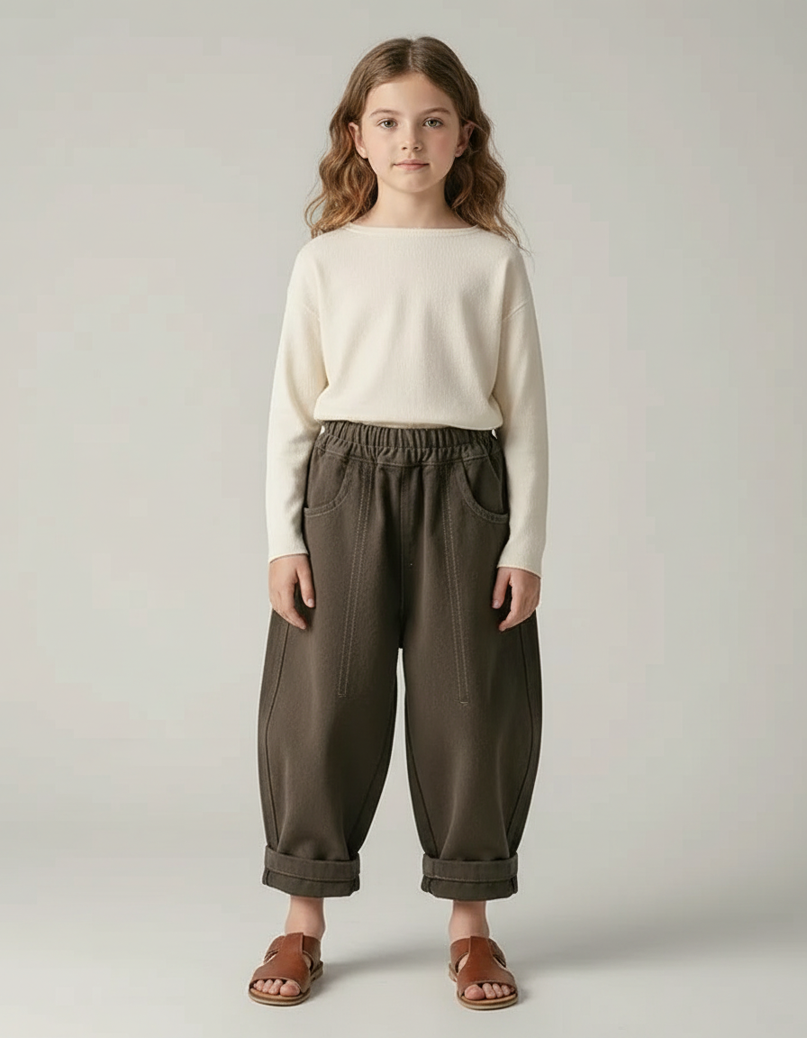 Pantalon Japonais Kaki Ample Coton Décontracté Enfant - Molleton