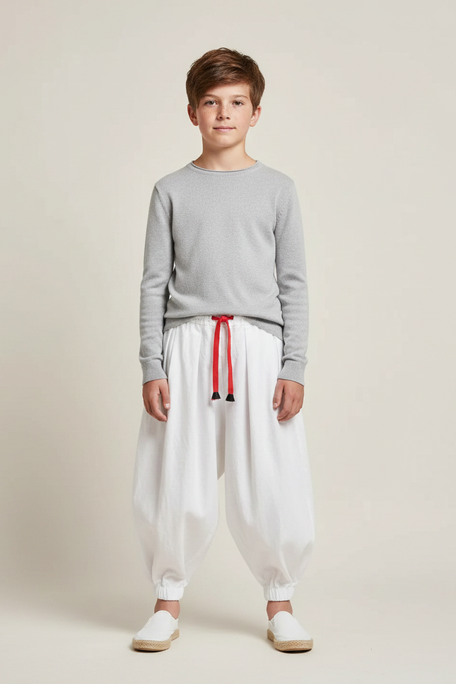 Pantalon Japonais Blanc Ample Coton Enfant Harem