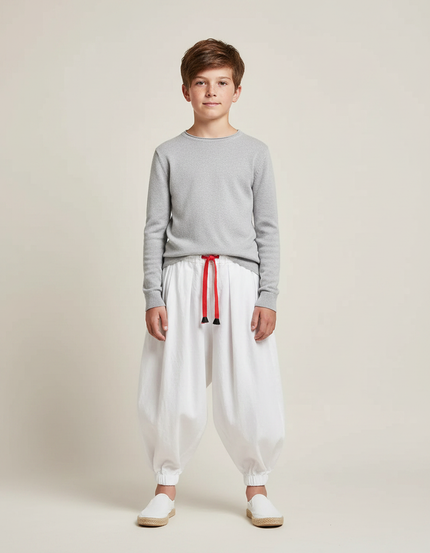 Pantalon Japonais Blanc Ample Coton Enfant Harem