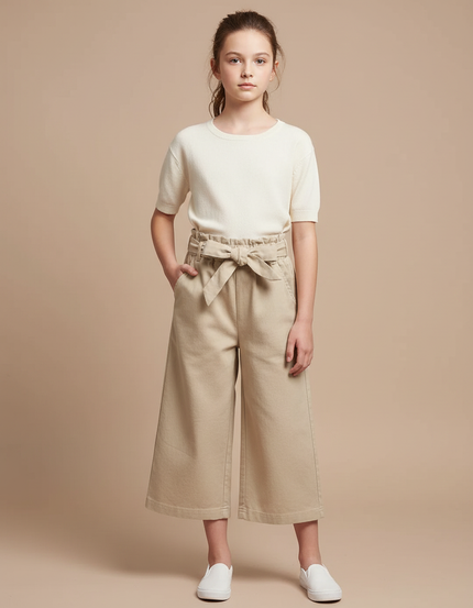 Pantalon Japonais Beige Coton Ample Culotte Enfant