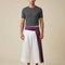 Pantalon Japonais Blanc Large Ceinture Violette Homme - Lin