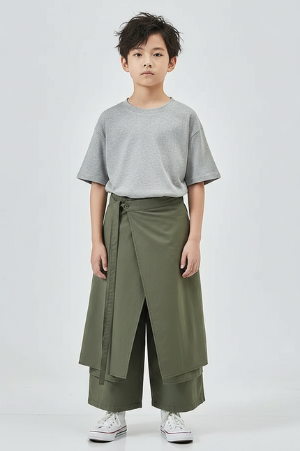 Pantalon Japonais Kaki Ample Coton Enfant Original