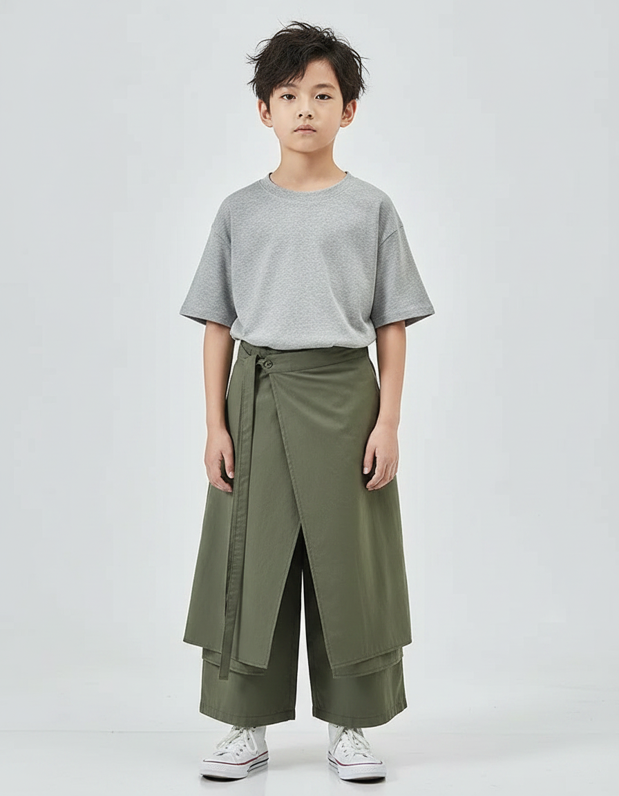 Pantalon Japonais Kaki Ample Coton Enfant Original
