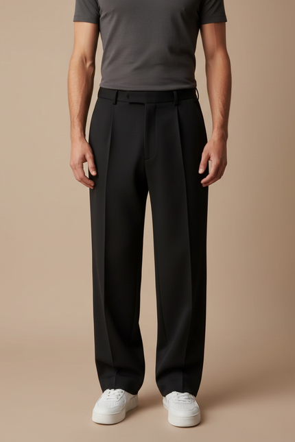 Pantalon Japonais Noir Plissé Ample Homme - Polyester