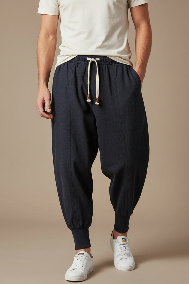 Pantalon Japonais Homme - Marine Coton