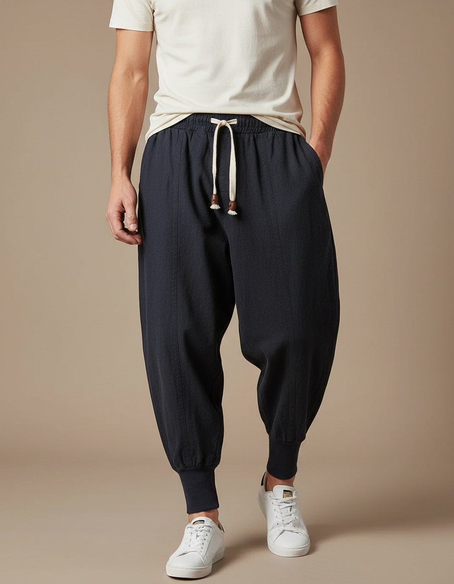 Pantalon Japonais Homme - Marine Coton