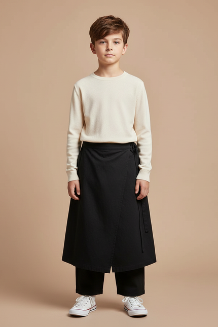 Pantalon Japonais Noir Ample Enfant Kimono Coton