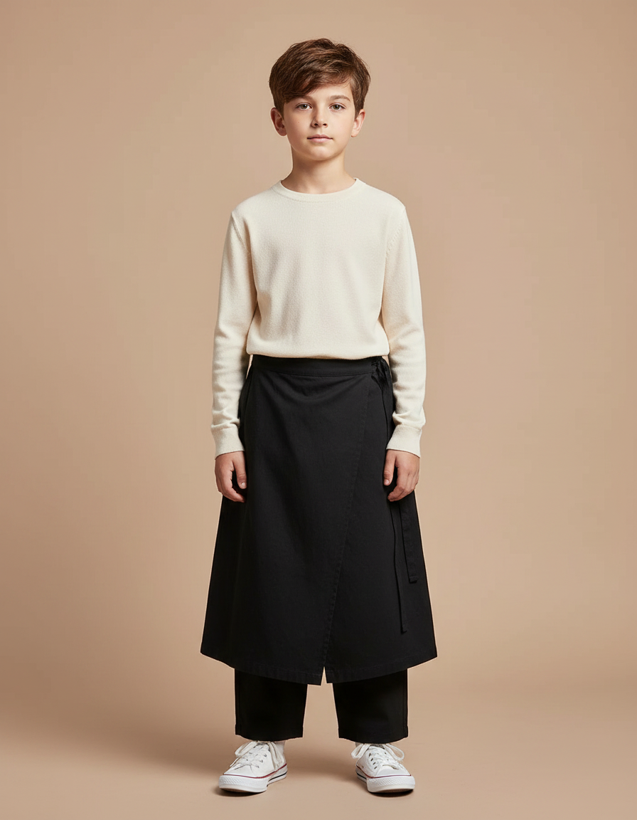 Pantalon Japonais Noir Ample Enfant Kimono Coton