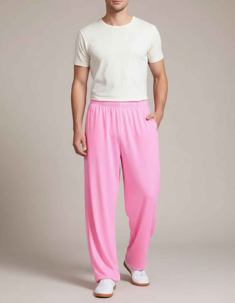 Pantalon Japonais Rose Ample Confortable Unisexe - Polyester