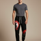 Pantalon Japonais Noir Samouraï Rouge Décontracté Décontracté - Molleton