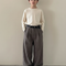 Pantalon Japonais Gris Ample Plissé Décontracté Carreaux - Tweed