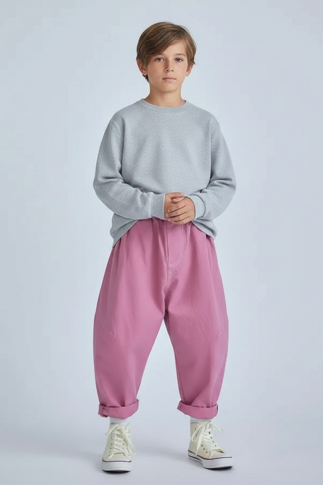 Pantalon Japonais Rose Ample Coton Enfant Garçon - Toile