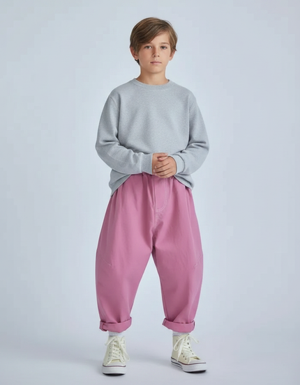 Pantalon Japonais Rose Ample Coton Enfant Garçon - Toile